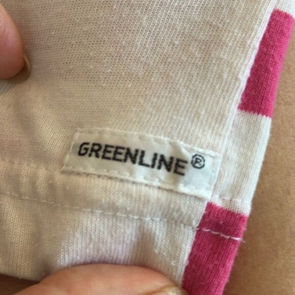 Vtg 80s Greenline Sport Bright Pink & White Striped Crew Neck Short Sleeve Shirt - Picture 8 of 8